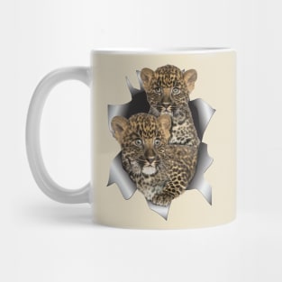 Leopards cubs popping out of a shirt Mug